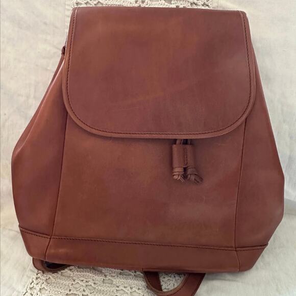 VTG Womens L.L. Bean Brown Leather Small Backpack Purse - Picture 1 of 5